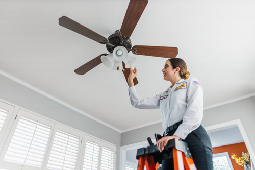 Mr. Sparky technician conducting a Ceiling Fan Installation in New Port Richey, FL.