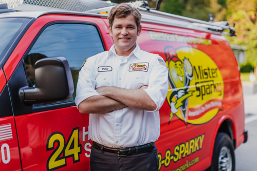 Mr. Sparky Commercial Electrician ready to work on client project in New Port Richey, FL.